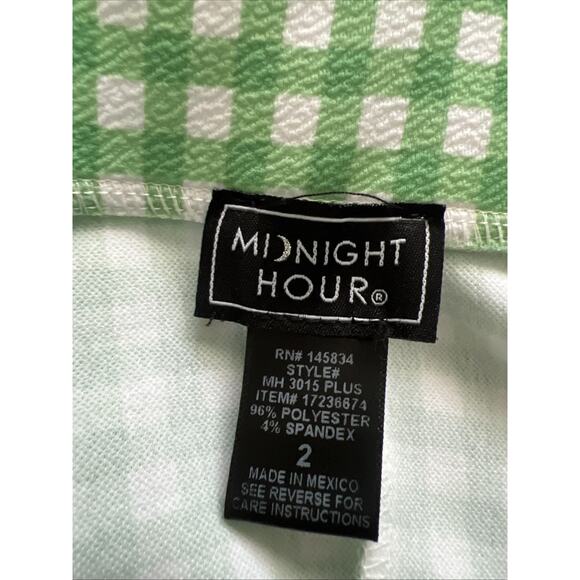 Midnight Hour HT Suspender Skirt Womens 2X Green White Gingham Skater Pin-Up - Picture 4 of 10